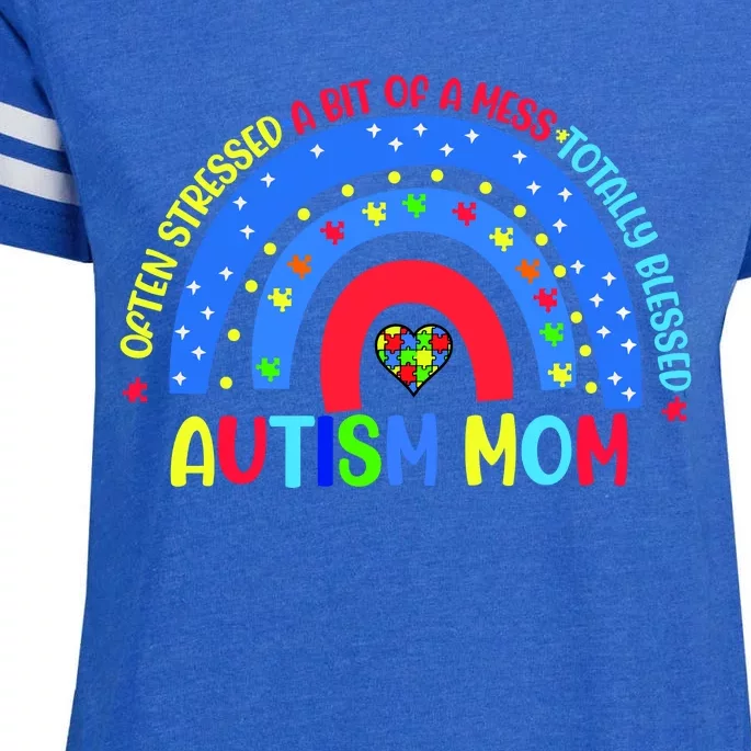 Autism Mom Rainbow Totally Blessed Awareness Love Puzzle Enza Ladies Jersey Football T-Shirt