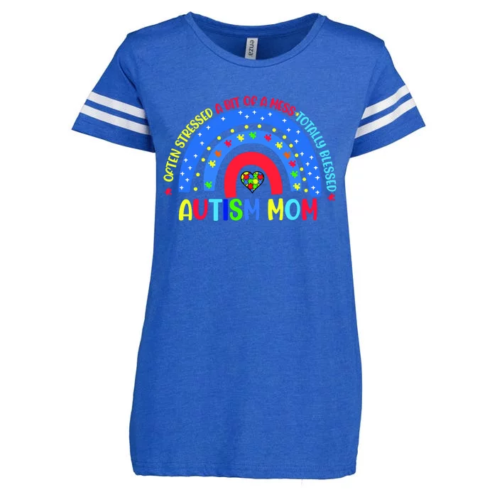 Autism Mom Rainbow Totally Blessed Awareness Love Puzzle Enza Ladies Jersey Football T-Shirt