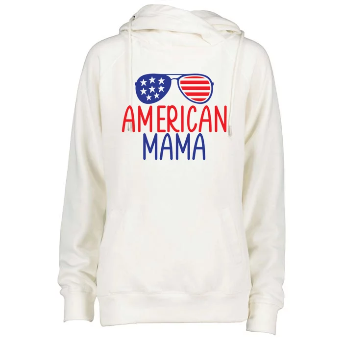 American Mama Red White Blue Aviator Glasses Funny Gift Womens Funnel Neck Pullover Hood