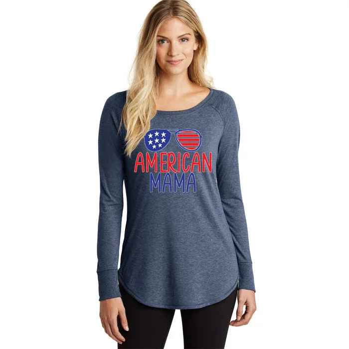 American Mama Red White Blue Aviator Glasses Funny Gift Women's Perfect Tri Tunic Long Sleeve Shirt