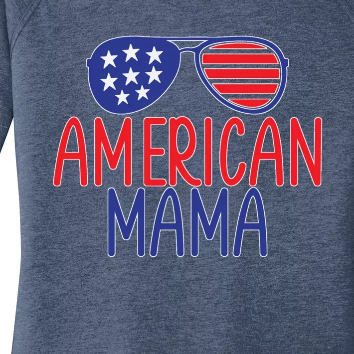 American Mama Red White Blue Aviator Glasses Funny Gift Women's Perfect Tri Tunic Long Sleeve Shirt