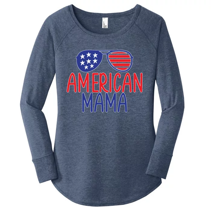 American Mama Red White Blue Aviator Glasses Funny Gift Women's Perfect Tri Tunic Long Sleeve Shirt