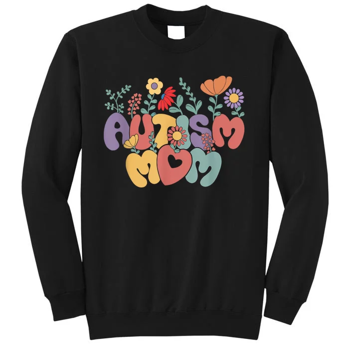 Autism Mom Retro Vintage Groovy Autism Awareness Sweatshirt