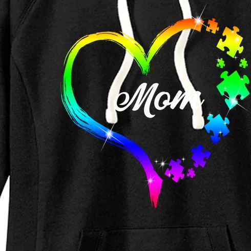 Autism Mom Rainbow Heart Women's Fleece Hoodie