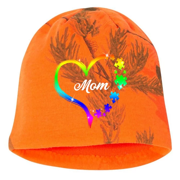 Autism Mom Rainbow Heart Kati - Camo Knit Beanie