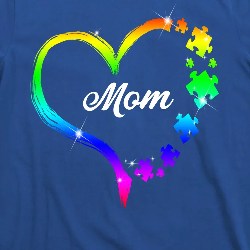 Autism Mom Rainbow Heart T-Shirt