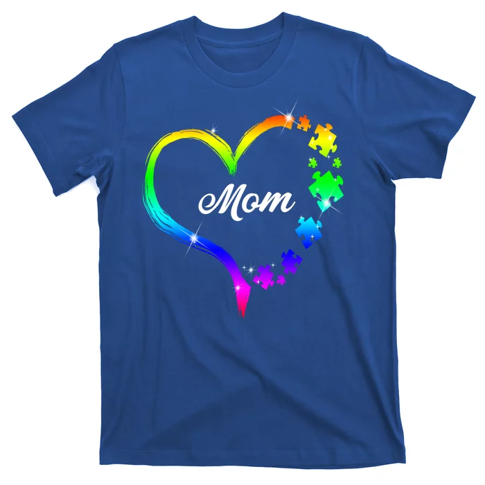 Autism Mom Rainbow Heart T-Shirt