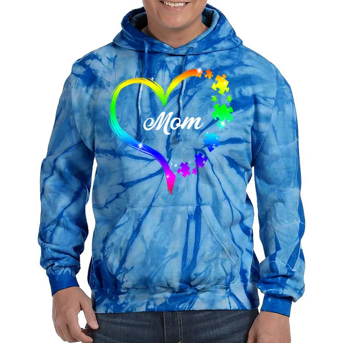 Autism Mom Rainbow Heart Tie Dye Hoodie