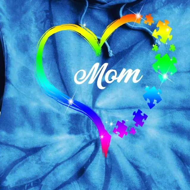 Autism Mom Rainbow Heart Tie Dye Hoodie