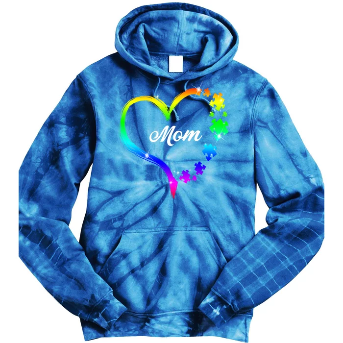 Autism Mom Rainbow Heart Tie Dye Hoodie