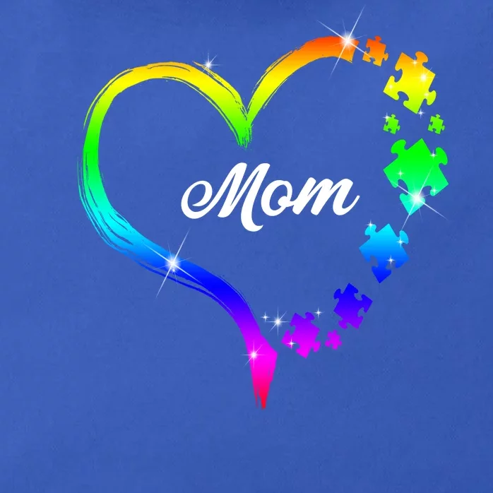 Autism Mom Rainbow Heart Zip Tote Bag