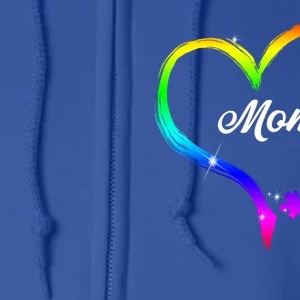 Autism Mom Rainbow Heart Full Zip Hoodie