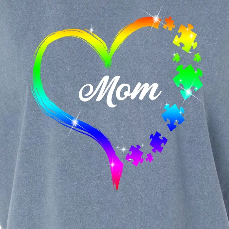 Autism Mom Rainbow Heart Garment-Dyed Women's Muscle Tee