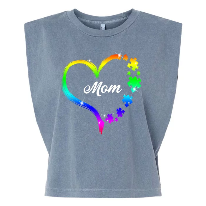 Autism Mom Rainbow Heart Garment-Dyed Women's Muscle Tee