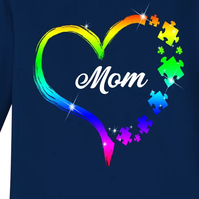 Autism Mom Rainbow Heart Baby Long Sleeve Bodysuit