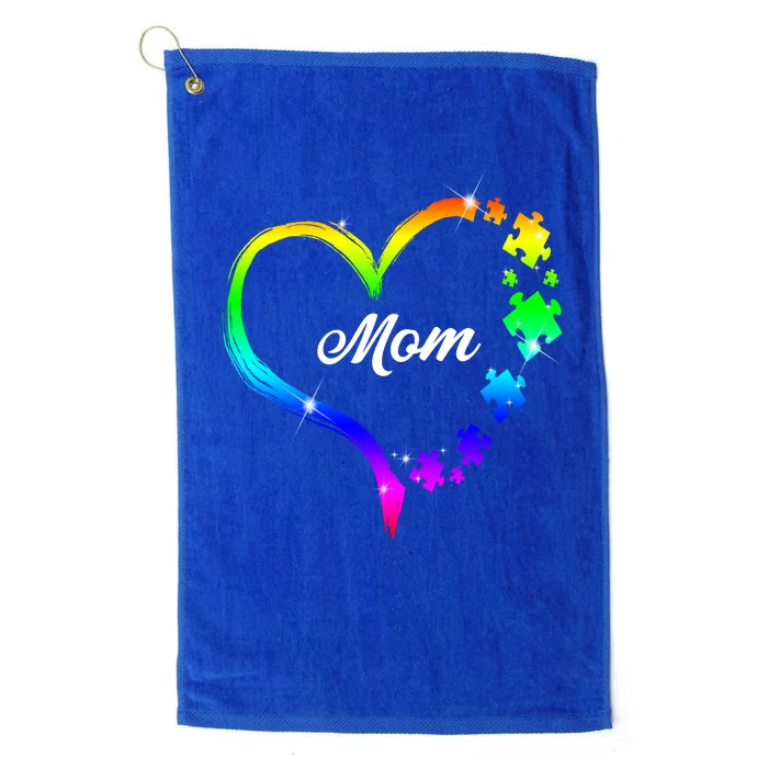 Autism Mom Rainbow Heart Platinum Collection Golf Towel