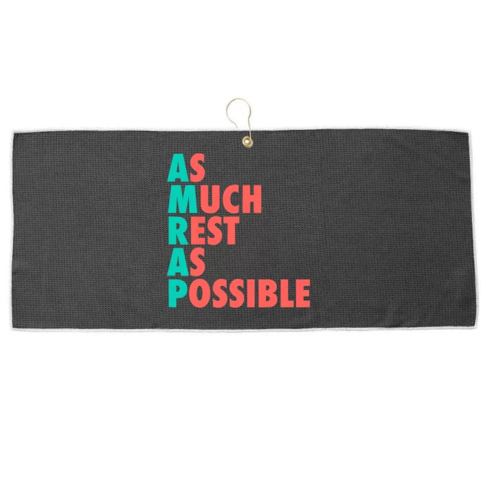 As Much Rest As Possible AMRAP Funny Cool Trendy Gym USA Tee Large Microfiber Waffle Golf Towel