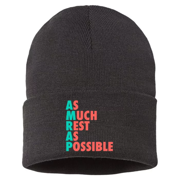 As Much Rest As Possible AMRAP Funny Cool Trendy Gym USA Tee Sustainable Knit Beanie