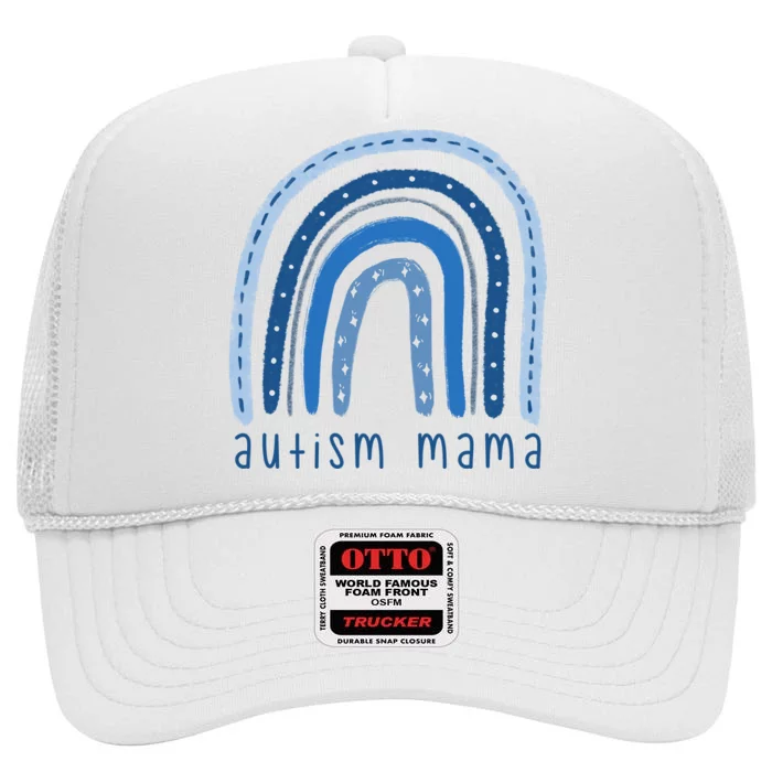 Autism Mama Rainbow Awareness High Crown Mesh Trucker Hat