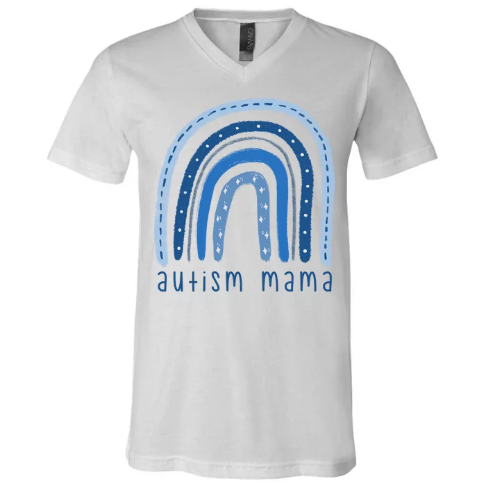 Autism Mama Rainbow Awareness V-Neck T-Shirt