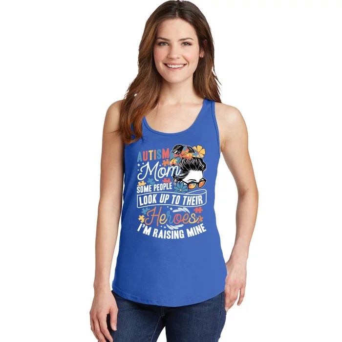 Autism Mom: Raising My Hero Autism Awareness Family Cute Gift Ladies Essential Tank