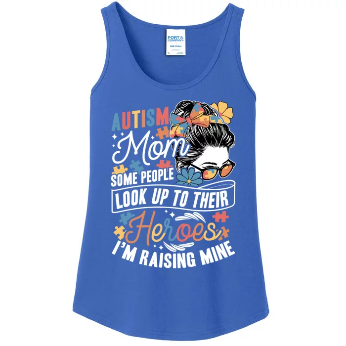 Autism Mom: Raising My Hero Autism Awareness Family Cute Gift Ladies Essential Tank