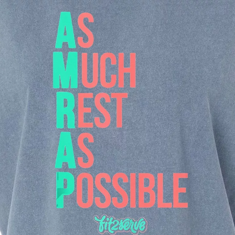 As Much Rest As Possible AMRAP Funny FIT2SERVE Garment-Dyed Women's Muscle Tee