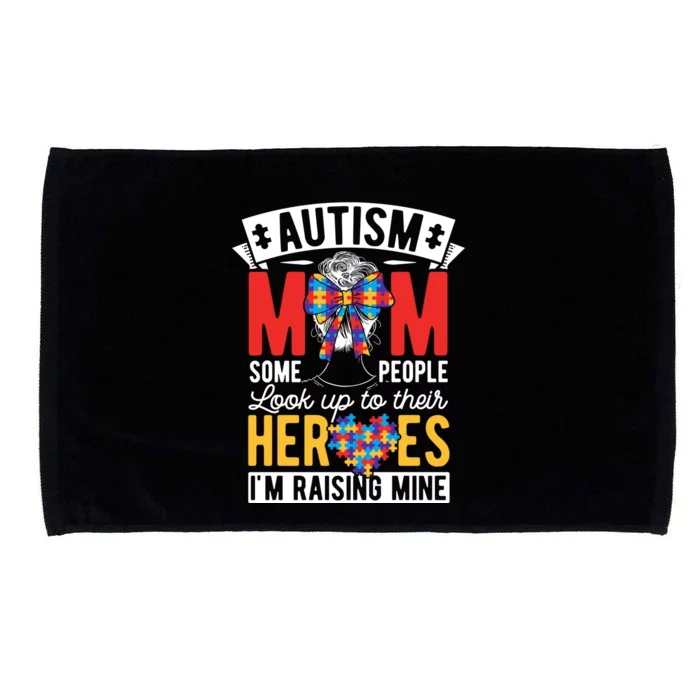 Autism Mom: Raising My Hero Autism Awareness Mom Gift Microfiber Hand Towel