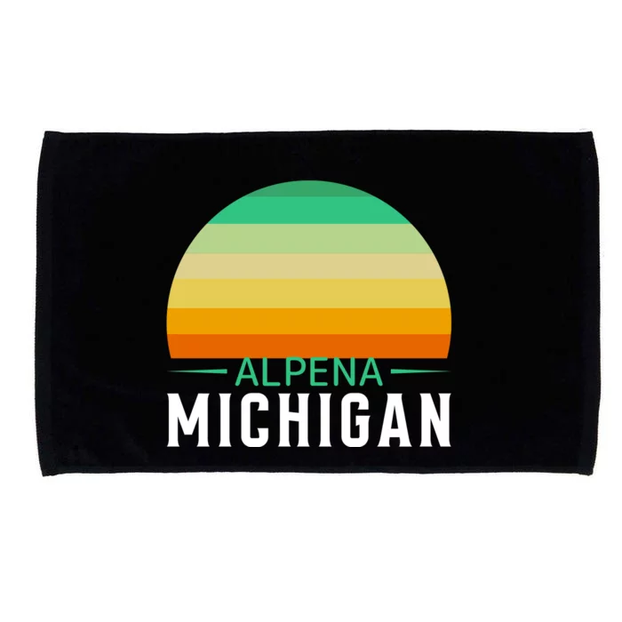 Alpena Michigan Retro Sunset Microfiber Hand Towel