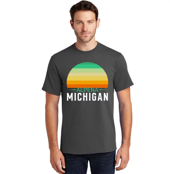 Alpena Michigan Retro Sunset Tall T-Shirt