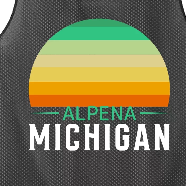 Alpena Michigan Retro Sunset Mesh Reversible Basketball Jersey Tank