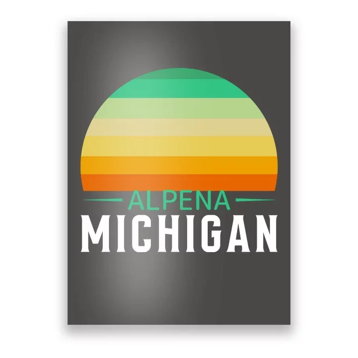 Alpena Michigan Retro Sunset Poster