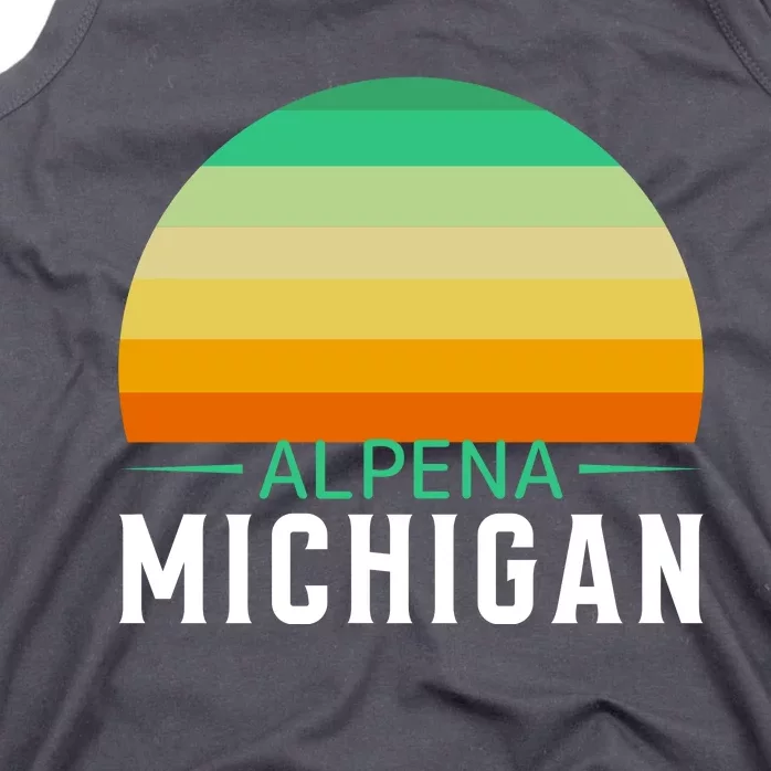 Alpena Michigan Retro Sunset Tank Top