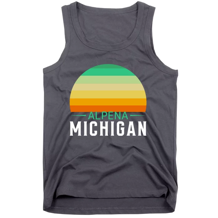 Alpena Michigan Retro Sunset Tank Top