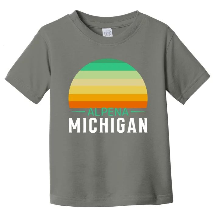 Alpena Michigan Retro Sunset Toddler T-Shirt