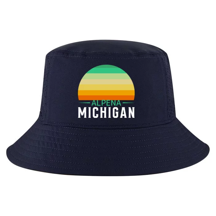 Alpena Michigan Retro Sunset Cool Comfort Performance Bucket Hat