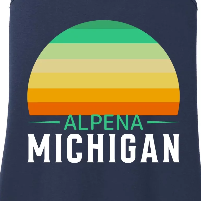 Alpena Michigan Retro Sunset Ladies Essential Tank