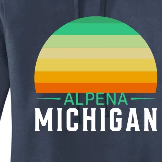 Alpena Michigan Retro Sunset Women's Pullover Hoodie