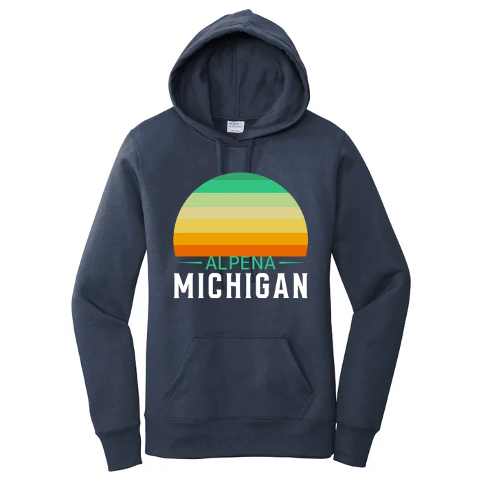 Alpena Michigan Retro Sunset Women's Pullover Hoodie