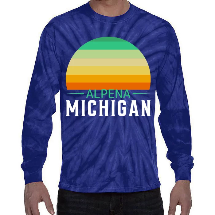 Alpena Michigan Retro Sunset Tie-Dye Long Sleeve Shirt