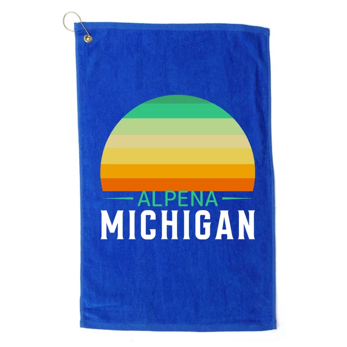 Alpena Michigan Retro Sunset Platinum Collection Golf Towel