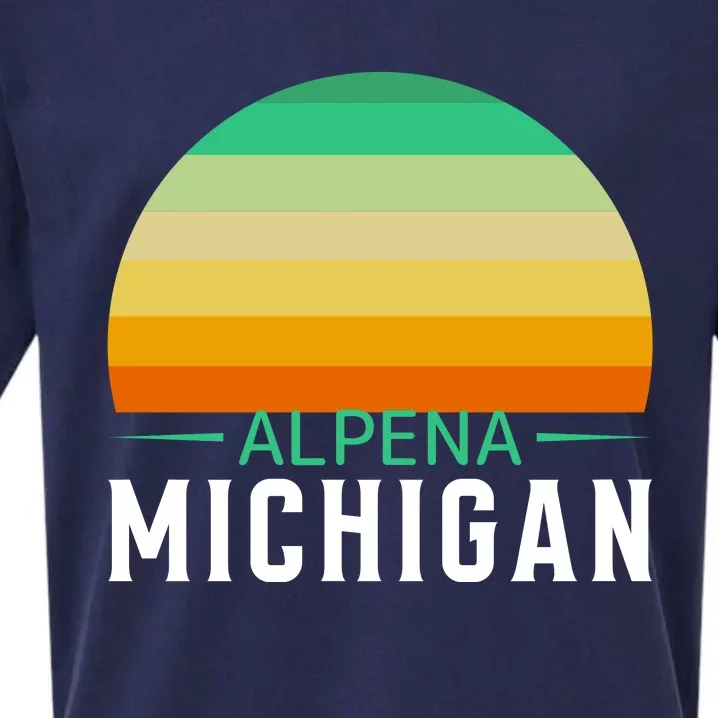 Alpena Michigan Retro Sunset Sueded Cloud Jersey T-Shirt