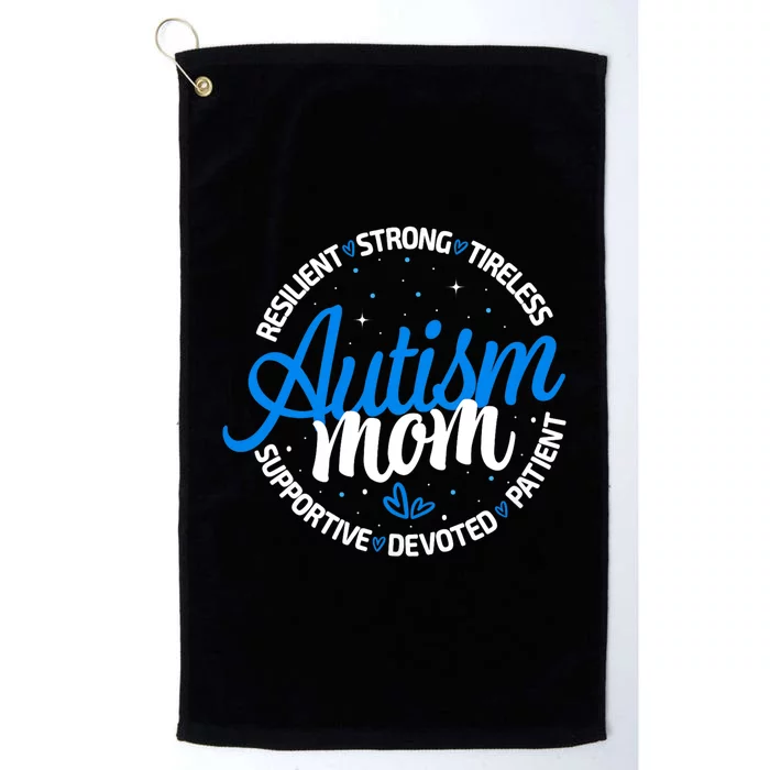 Autism Mom Resilient Tireless Strong Mom Autism Awareness Platinum Collection Golf Towel