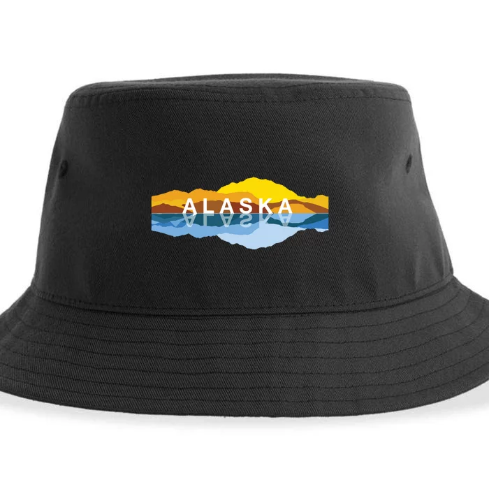 Alaska Mountain Reflections Denali Mountain Souvenir Sustainable Bucket Hat