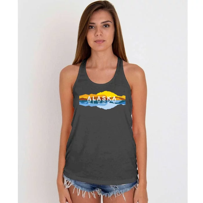 Alaska Mountain Reflections Denali Mountain Souvenir Women's Knotted Racerback Tank