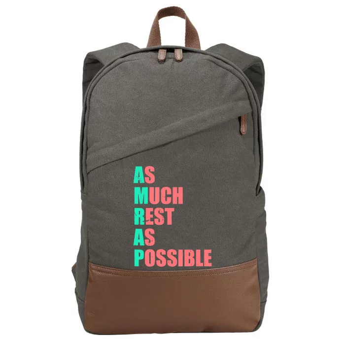 As Much Rest As Possible AMRAP Funny Trendy Cotton Canvas Backpack