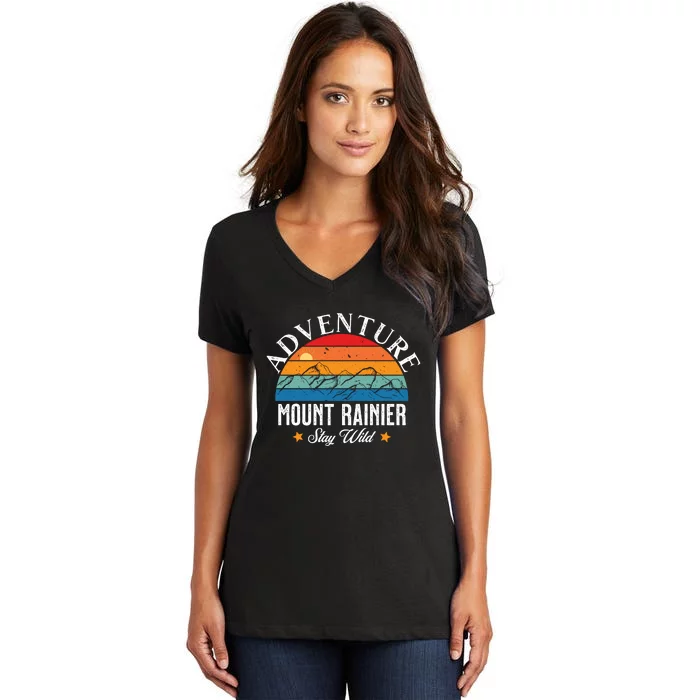 Adventure Mount Rainier Stay Wild Women's V-Neck T-Shirt