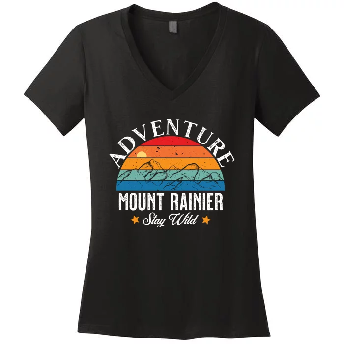 Adventure Mount Rainier Stay Wild Women's V-Neck T-Shirt