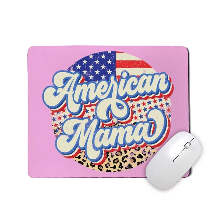 American Mama Retro 4Th Of July Leopard Mousepad