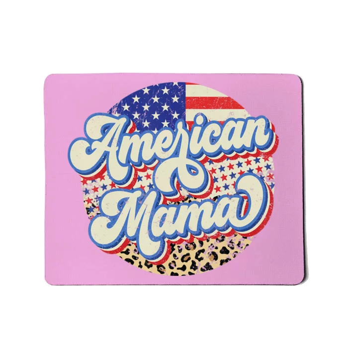 American Mama Retro 4Th Of July Leopard Mousepad